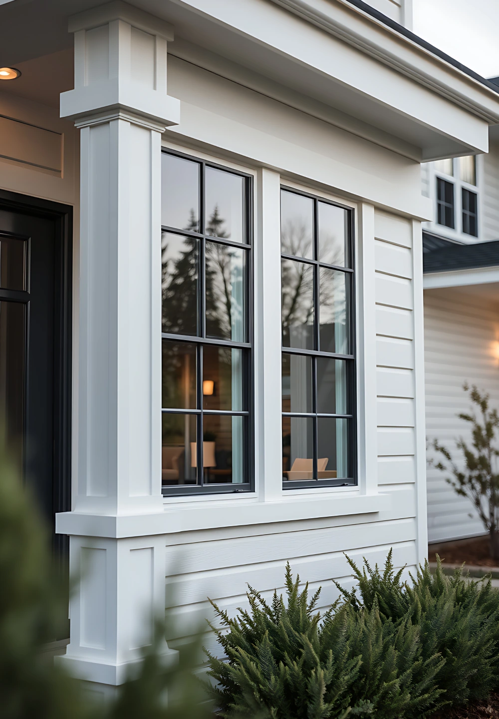 white-trim-windows-on-the-white-house-with-lush-greenery-in-southern-maryland